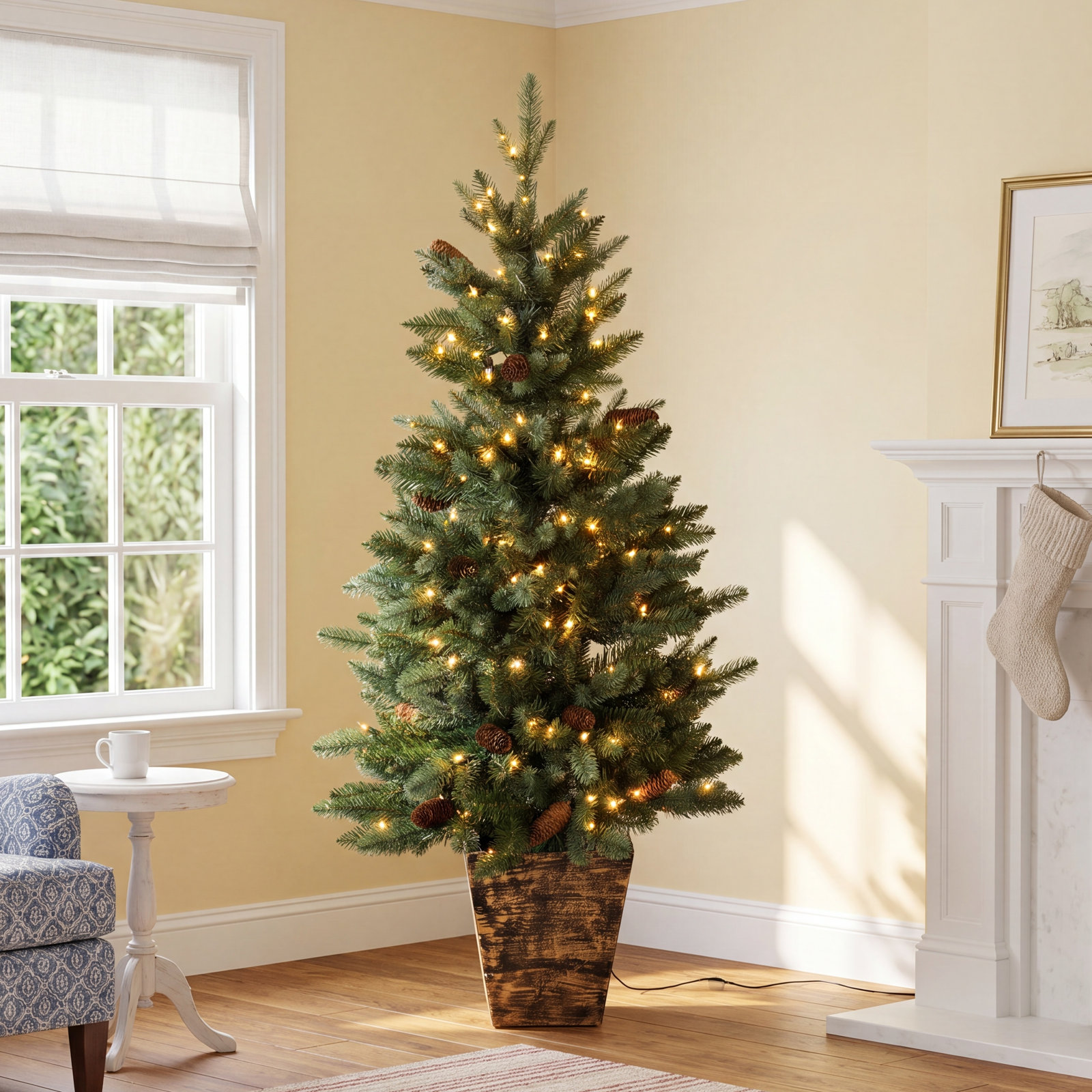Potted 4' Pre-Lit Pine Tree
