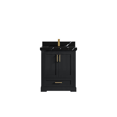 Boston 30 In. W X 22 In. D Single Sink Bathroom Vanity In Wrought Iron With 2 Quartz