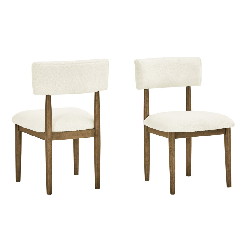 Chaise d'appoint de salle à manger en noyer et chêne de 2 personnes avec revêtement beige, dossier ouvert, hauteur de siège de 19 po, largeur de 20 po, profondeur, poids du produit de 29 po pour le tissu, dossier, profondeur de 22 po