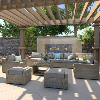 8-Person Patio Conversation Set with Cushions