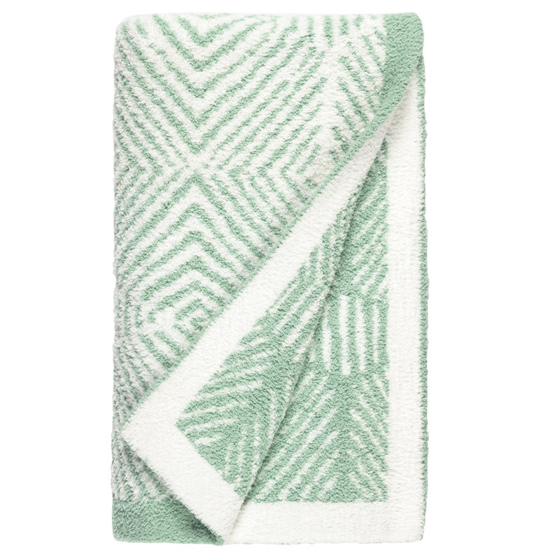 Zebra Geo Green and White Reversible Polyester Baby Blanket