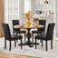 4PCS Faux Leather Dining Room Chairs High Back Padded Rubberwood Legs-1468611358