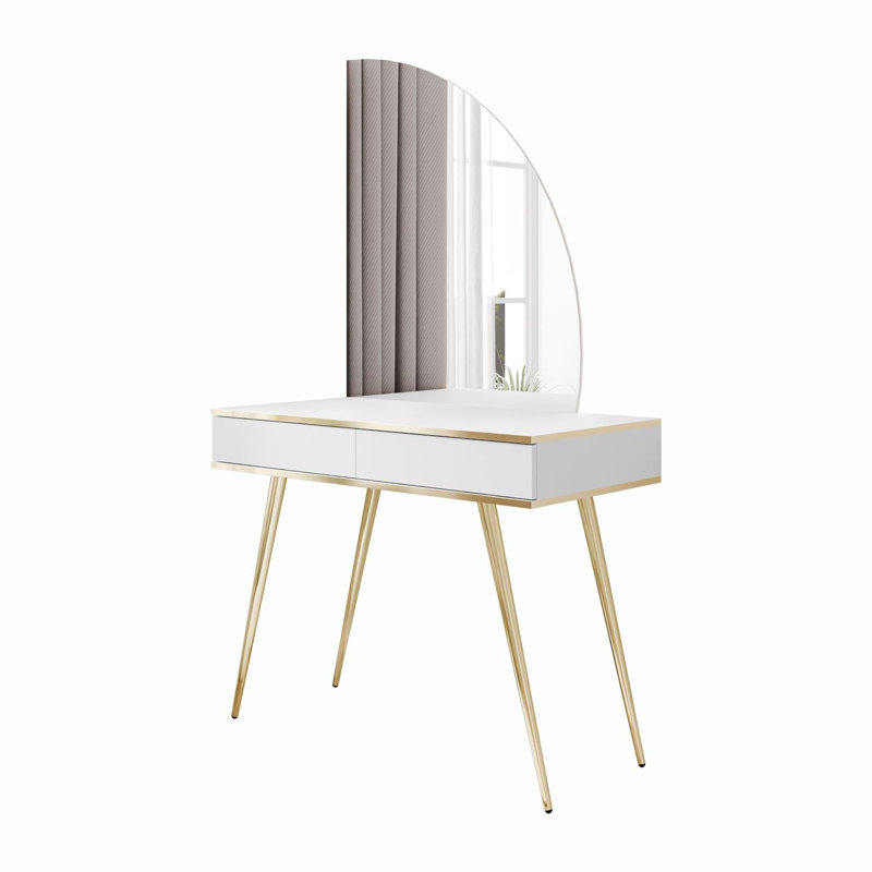 Dressing Table with Mirror, White