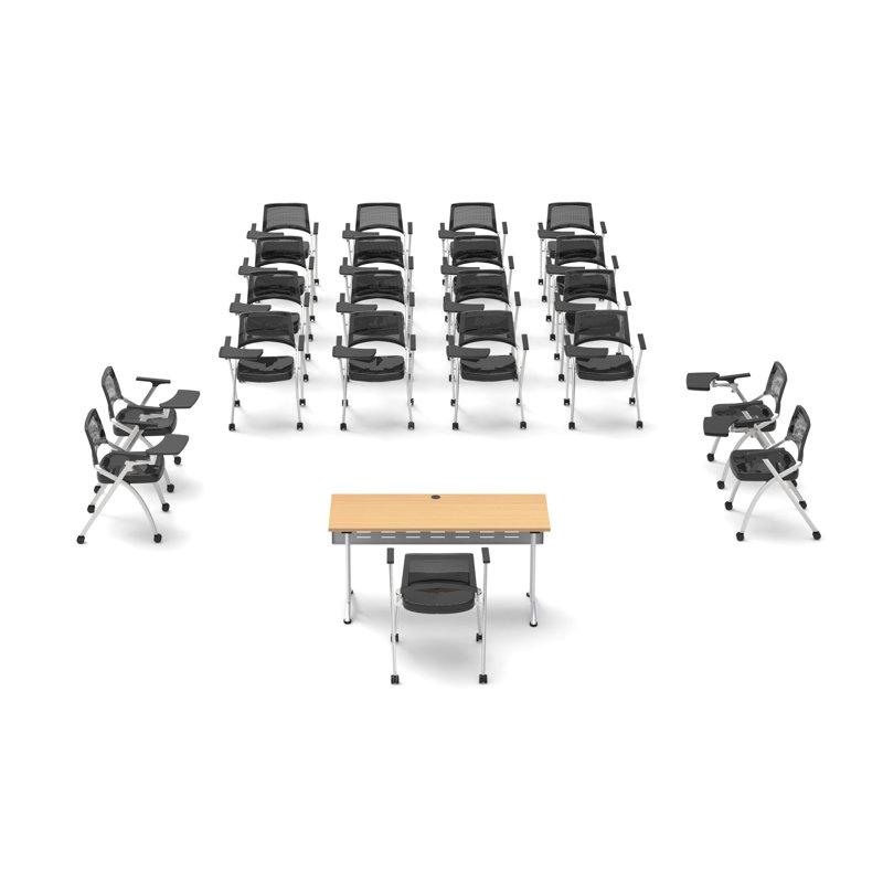 21 Person Flip Top 22'' L Modular Training Table and Chair Set with Casters and Modesty Panel