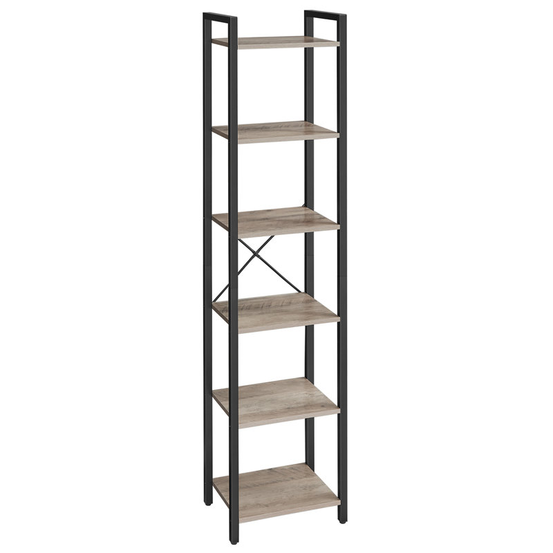 Keemon Etagere Bookcase, (5 Tier) 60.6" H x 15.6" W, Brown/Black