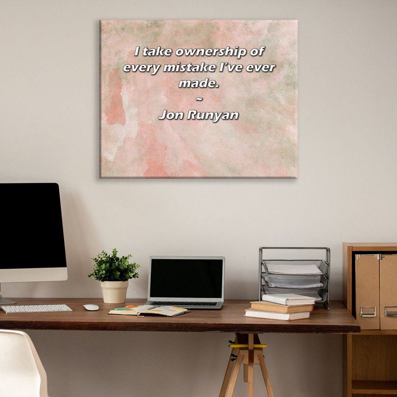 Citation artistique «Je prends en main chaque erreur que j'ai commise». Toile tendue par Jon Runyan