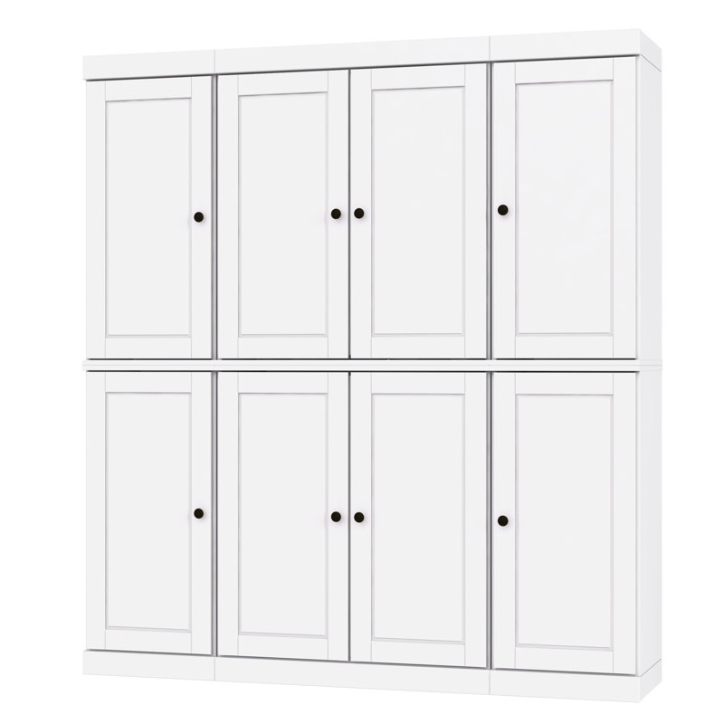Armoire de cuisine haute Kyrrah 100% en bois massif avec portes et 2 tiroirs, tablettes réglables, armoire de rangement modulaire, l 65 po x H 71,5 po
