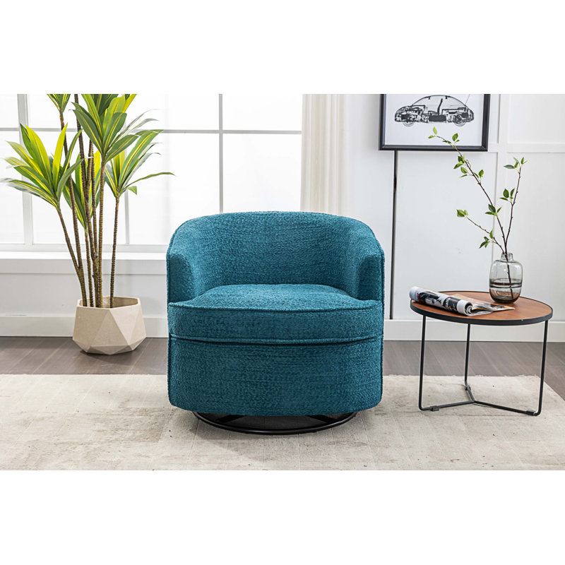 Fauteuil demi-tonneau pivotant l 32,48 po Willenzard, Lake Blue Boucle
