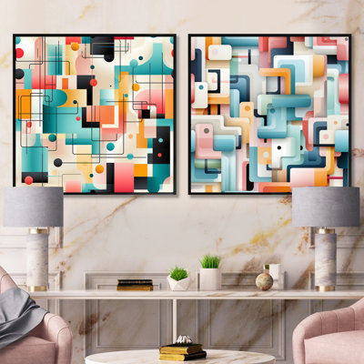 Corstiaan - Ensemble de 2 collages abstraits carrés