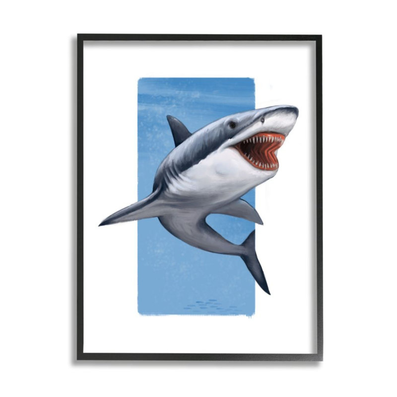 «Great White Shark with Jaws Marine Life» par Ziwei Li - impression d'art graphique, H 14 po x l 11 po