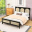 Lit plateforme en bois avec tête et pied de lit en rotin-1762005120-1762005121