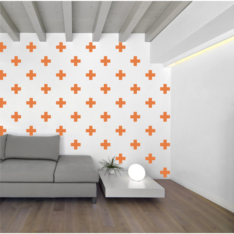 Décalcomanie murale à motifs croisés suisses, H 6 po x l 6 po x P 0,01 po, Kaki