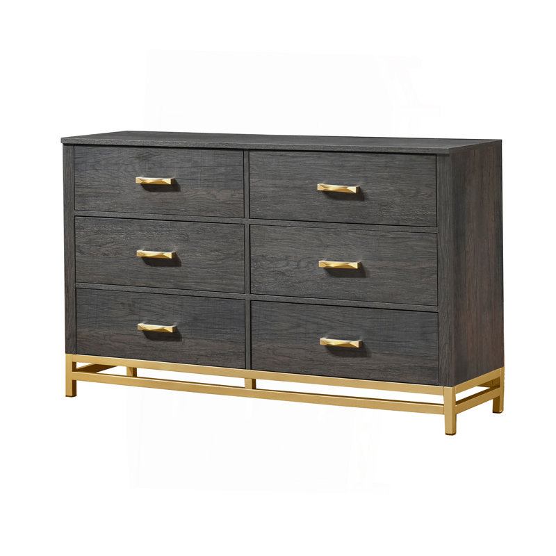 Commode de rangement contemporaine 1 tiroir 6 tiroirs avec poignée en métal et finition dorée
