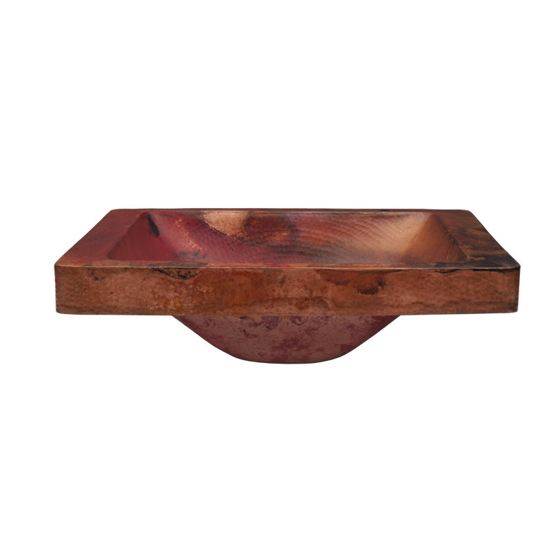 Novatto 14'' Copper Rectangular Bathroom Sink, Natural