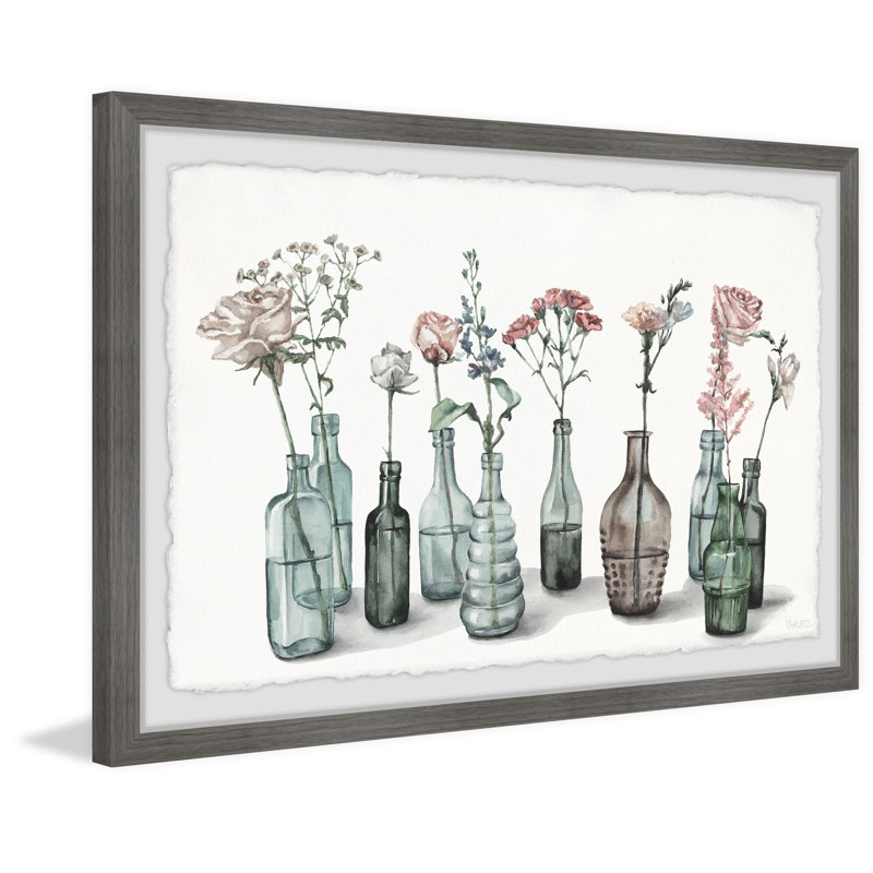 Bottles And Blossoms by Parvez Taj - Single Picture Frame Painting, 38 cm H x 45 cm W