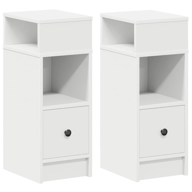 Rozario 25cm W Manufactured Wood Bedside Table, White, 2