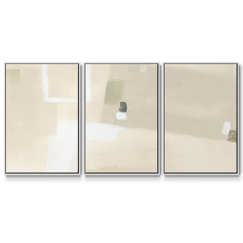 Neutral Slip I - Toile encadrée multi-pièces, Blanc, H 36 po x l 75 po x P 2 po