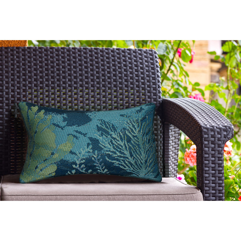  Polyester Indoor/Outdoor Pillow Cover and Insert, Blue, 18" x 12", Rectangular