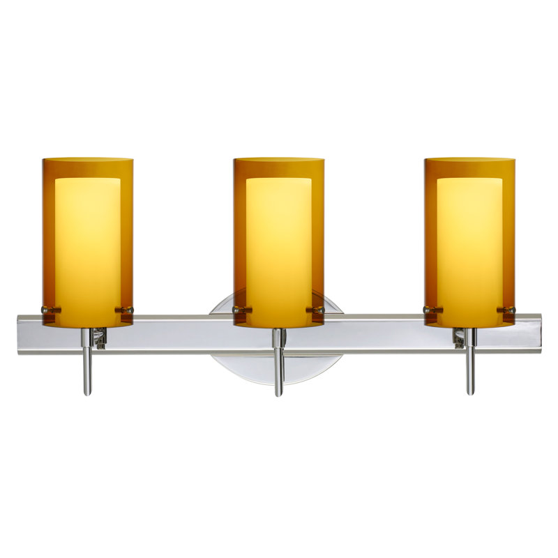 Éclairage pour meuble-lavabo 3 lumières Morena, Nickel satiné, Armagnac transparent / opale