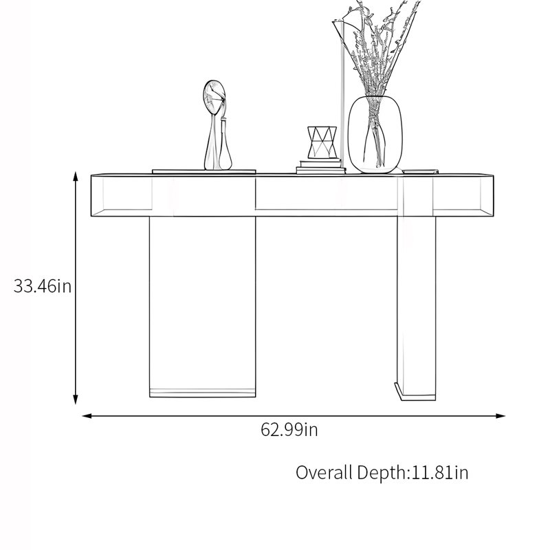 Console créative de style italien, H 33,46 po x l 62,99 po x P 11,81 po