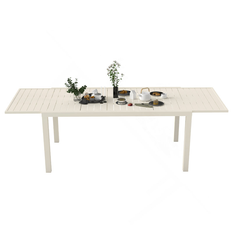 Extendable Aluminum Outdoor Dining Table, White