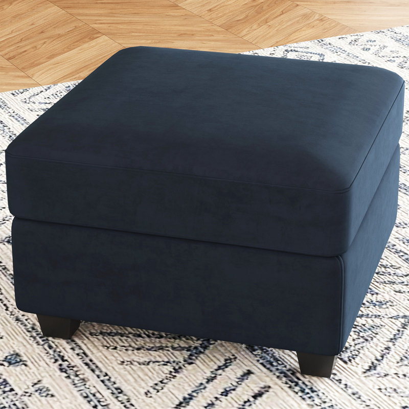 Repose-pieds en velours avec siège modulaire Allinson, Bleu