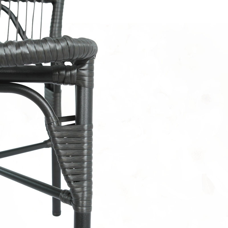 Set Of 2 Outdoor Rattan Chairs, Black Gray