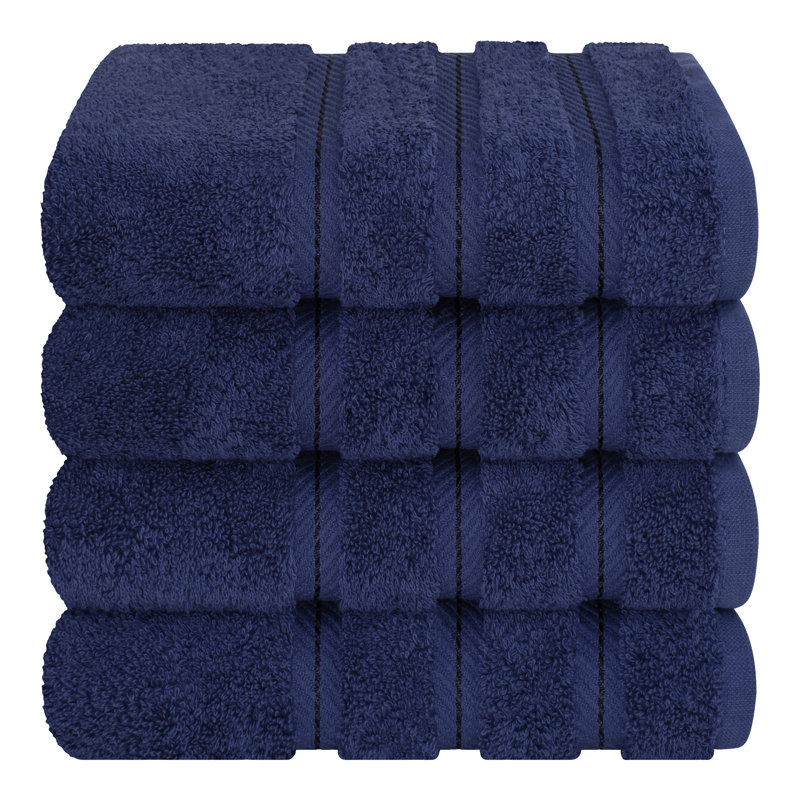 Ensemble de 4 serviettes en coton Edison, Bleu marine