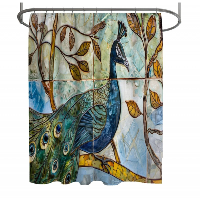 Rideau de douche Elephant Animal Art - paon, H 73 po x l 70 po