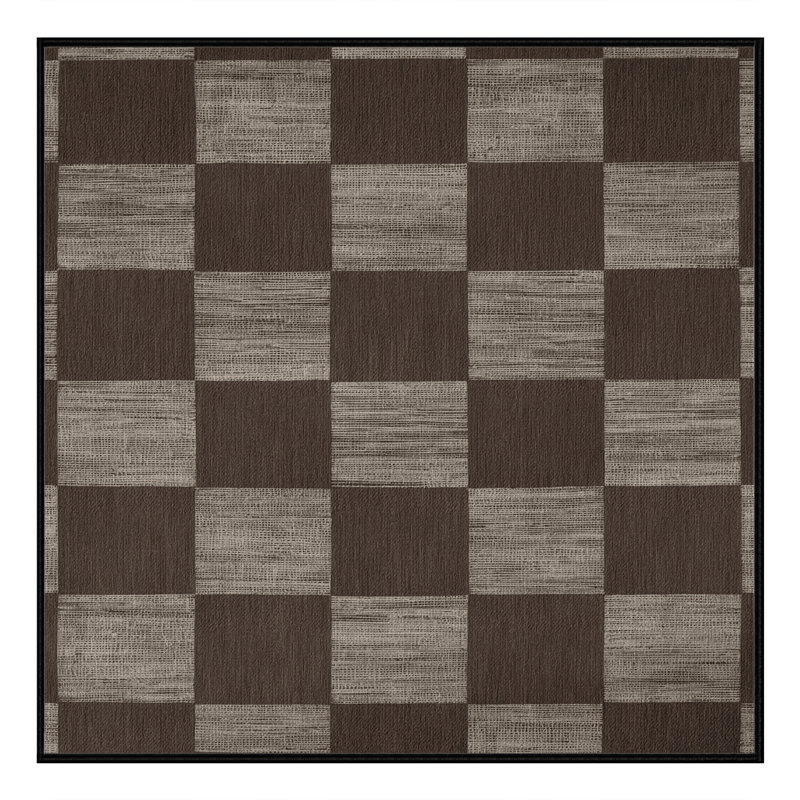 Tapis brun à carreaux lavable à la machine, Carré 6 pi