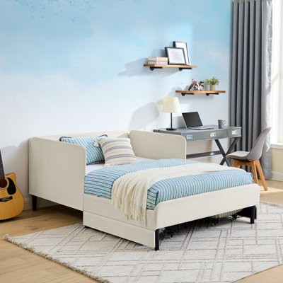 Upholstered Platform Bed Frame With 2 Storage Drawers, Adjustable Velvet Sofa Bed,