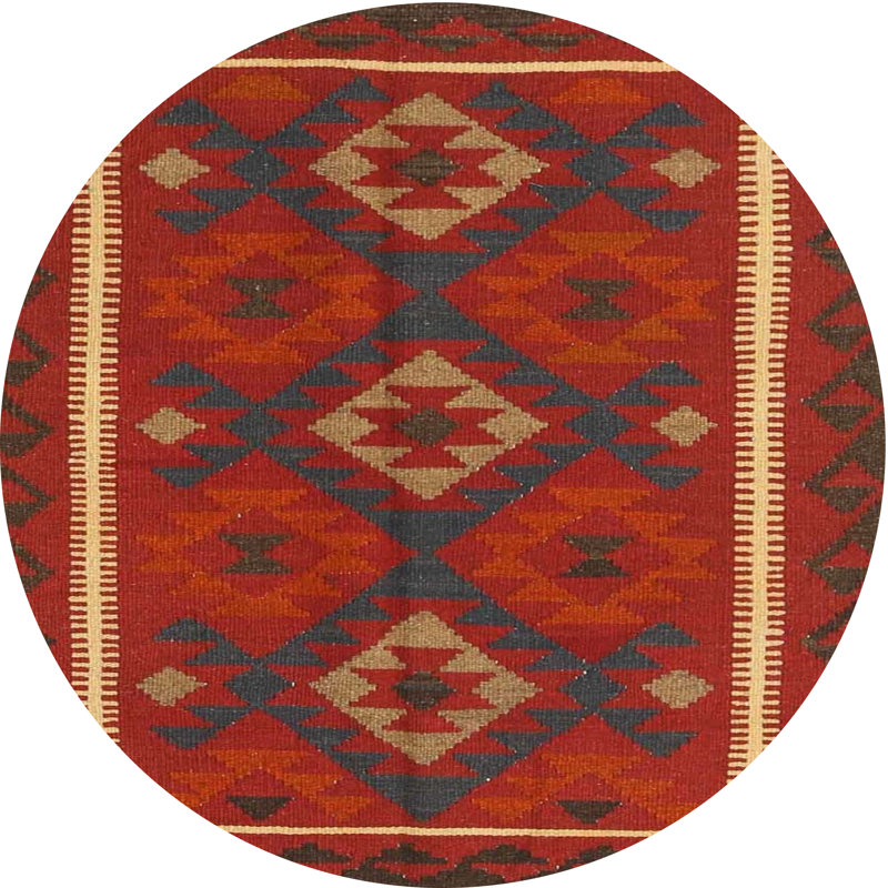 Tapis oriental rouge / brun, Rond 6 pi