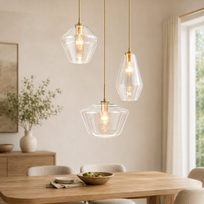Luminaire suspendu champagne 3 lumières 39 po