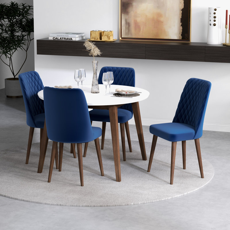 Ensemble de salle à manger en bois d'eucalyptus pour 4 personnes Hilmije