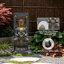 Fontaine de 43,3 pouces de style Bouddha avec cascade murale, fontaine d'eau en résine avec anneau lumineux à DEL pour décoration de jardin zen