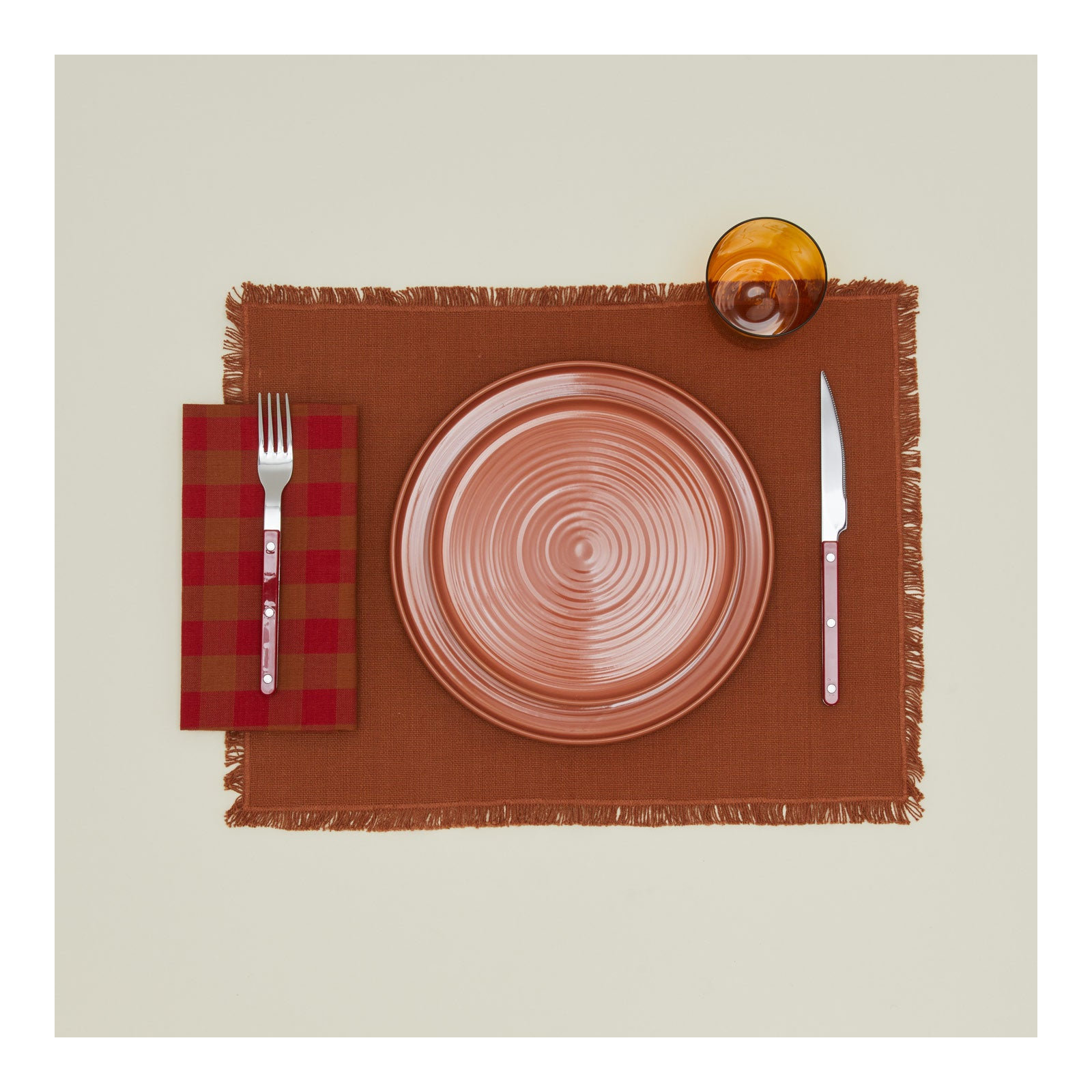 Essential Gingham Dinner Napkins, Red/Terracotta