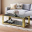  Table basse rectangulaire à deux niveaux avec plateau en verre trempé noir L 43,3 po x l 23,6 po Raymere-410413546