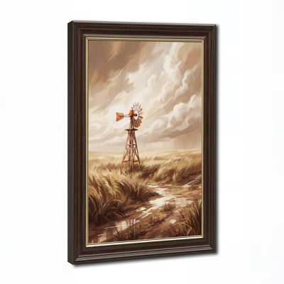 «Rust Windmill in Earth Tone Cloudy Prairie», art mural