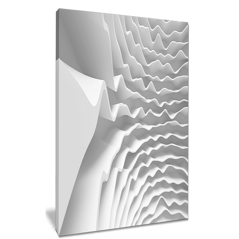 " Fractal Curved White 3D Waves ", 32" H x 16" W x 1" D