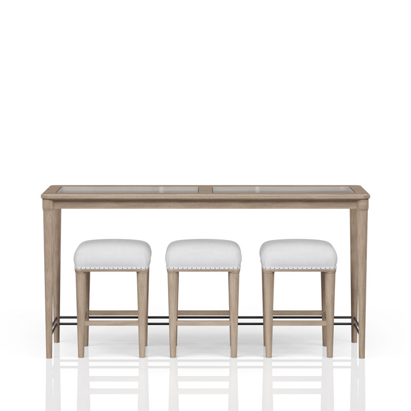 Frosted Glass Console Table With  Stools