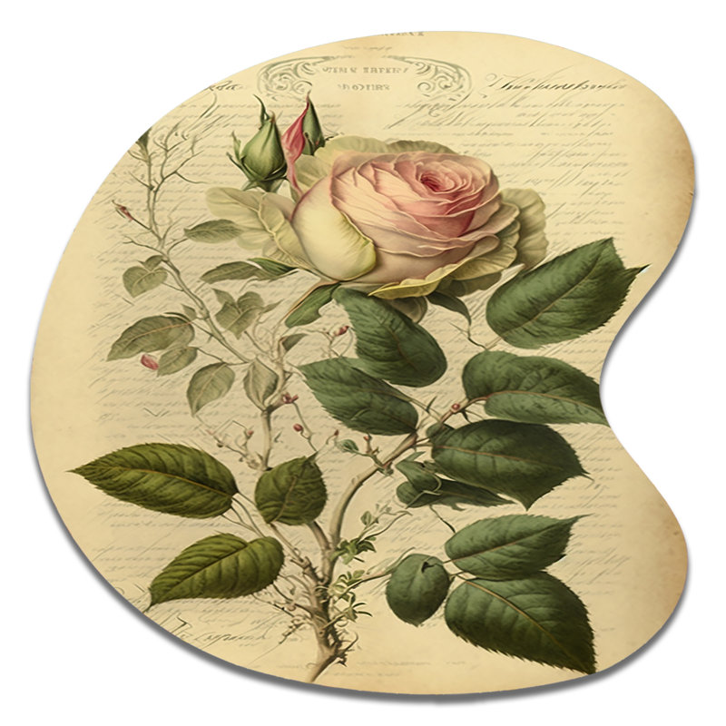 Art mural en métal victorien rétro rose V, H 27 po x l 27 po