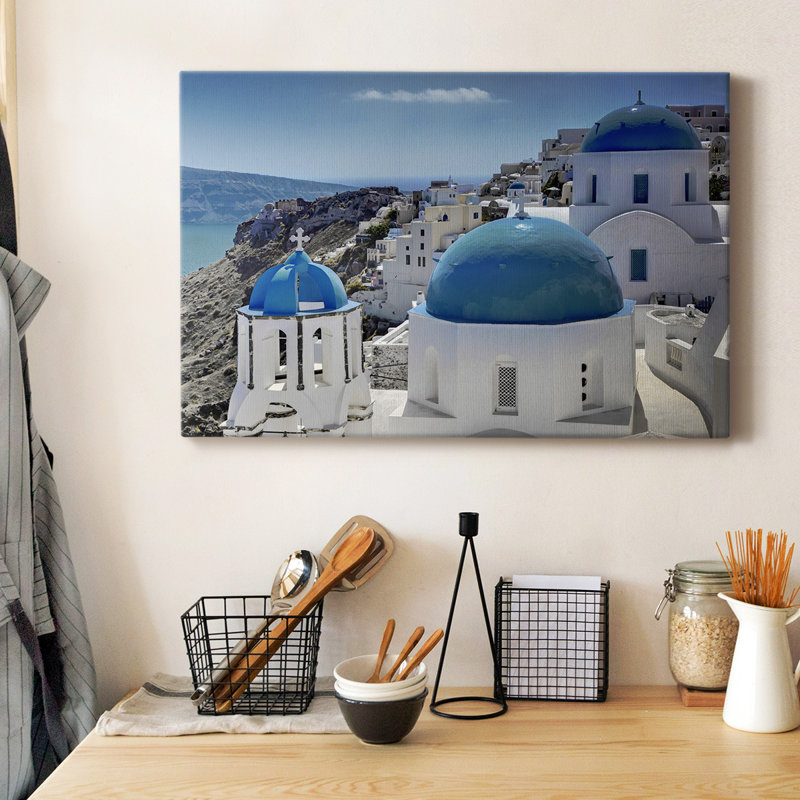 Toile tendue avec châssis de qualité supérieure Santorini, H 24 po x l 36 po