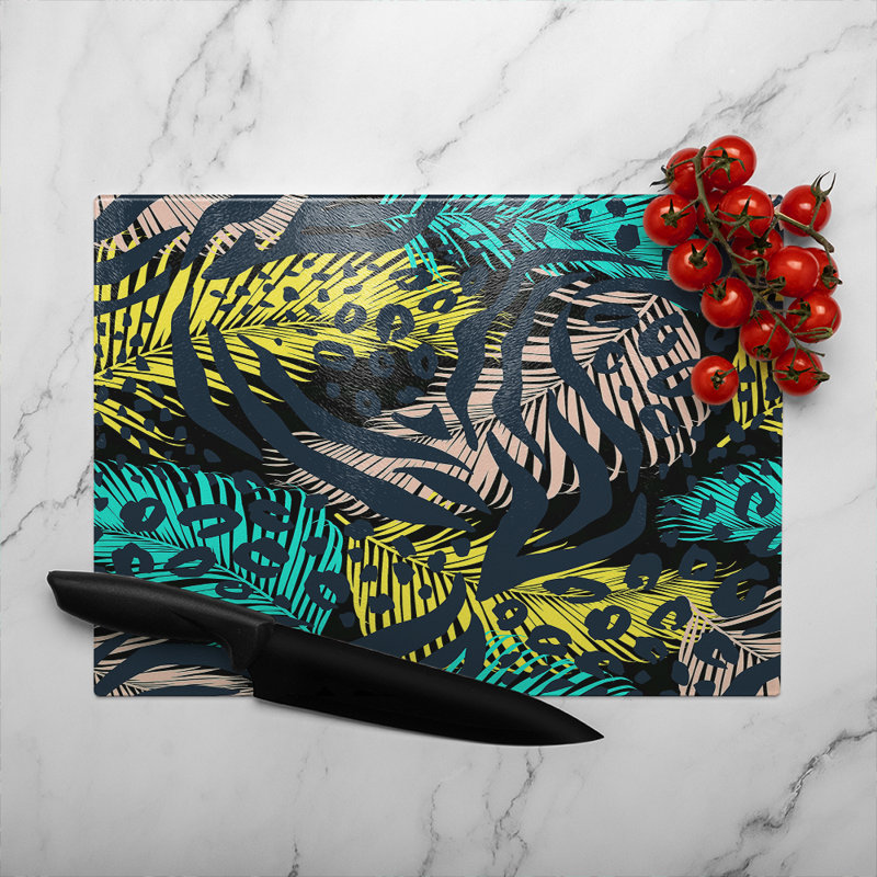 Animal & Tropical Print Glass Chopping Board