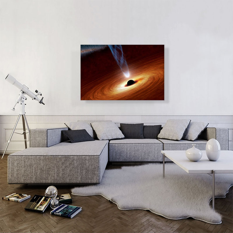 «Black Holes Monsters in Space with Major Flare Jet», reproduction de photo sur toile tendue, H 26 po x l 40 po x 1,5 po