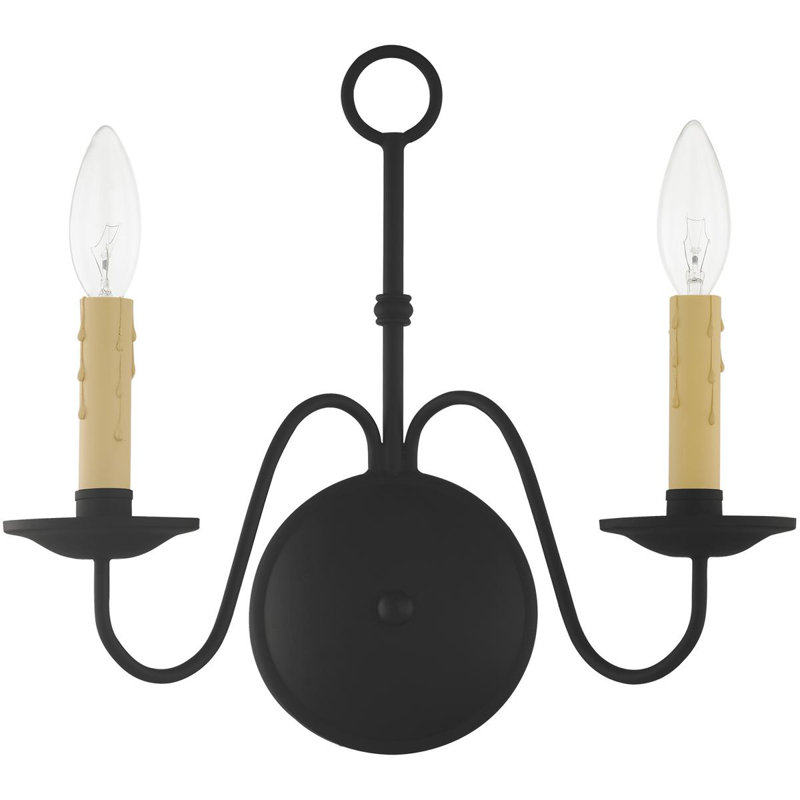 Black Steel Base 13" 2-Light Wall Sconce - Stylish Lighting Fixture