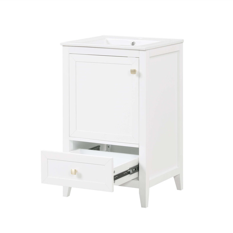 Meuble-lavabo de salle de bain avec lavabo, armoire, support de rangement et tiroir, matériaux de haute qualité, porte à fermeture douce pour une solution de salle de bain pratique