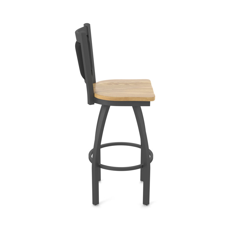 Tabouret pivotant Hadleigh, Étain, Chêne naturel, Tabouret de bar (siège d'une hauteur de 36 po)