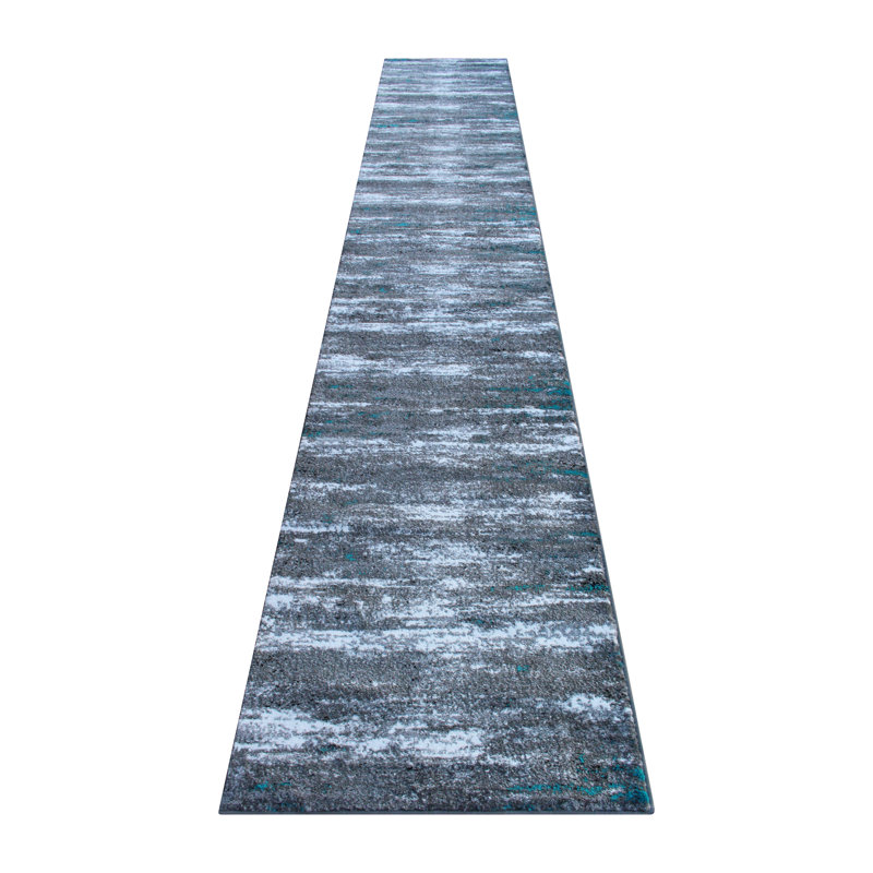Collection Clifton, espace turquoise abstrait, Tapis de couloir 3 pi x 16 pi