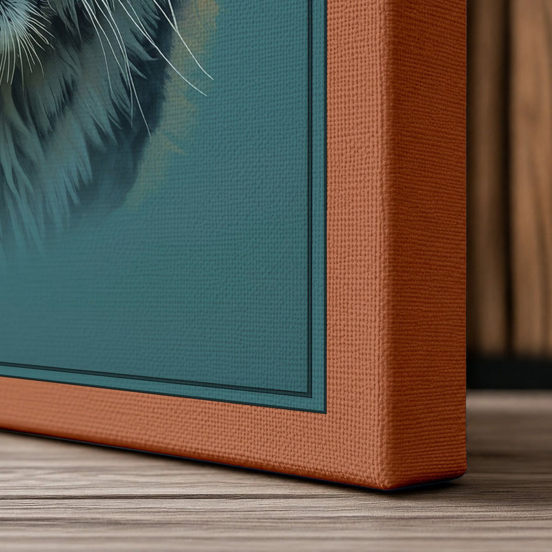 Tiger's Gaze Realism - Wrapped Canvas, 36x24 - 91.4 x 61.0 cm, Terracotta Border