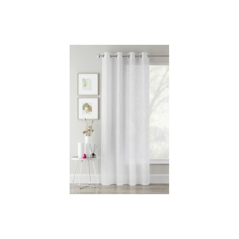 Rojean Sheer Curtain Single Panel, 55cm W x 54cm L, White